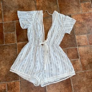 LUSH clothing striped tied romper